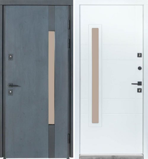 Metāla durvis TERMO HOUSE modelis 705/431 Tumšs antracīts/Balts satīns
